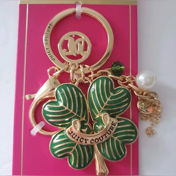 Juicy Couture Gold and Green Clover Key Holder - Picture 4 of 11